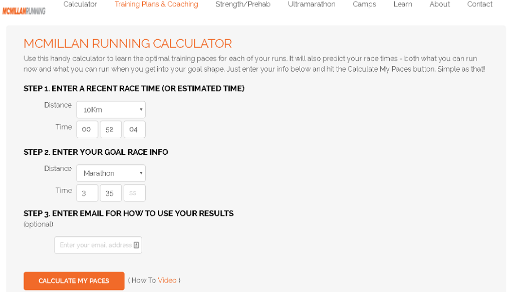 McMillan Running Calculator - The Runner's Resource