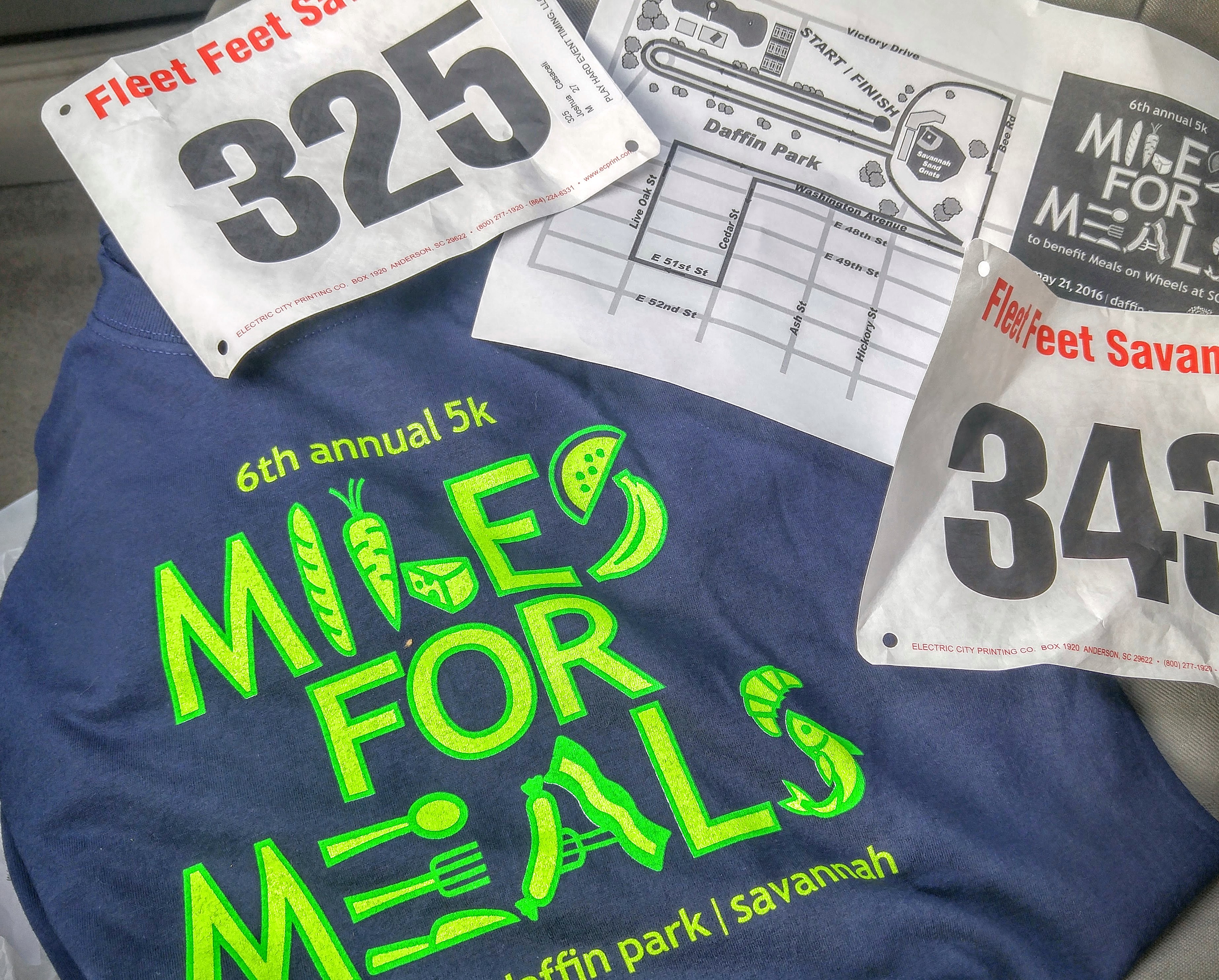 Miles for Meals 5K 2016 Race Recap Shirt and bibs