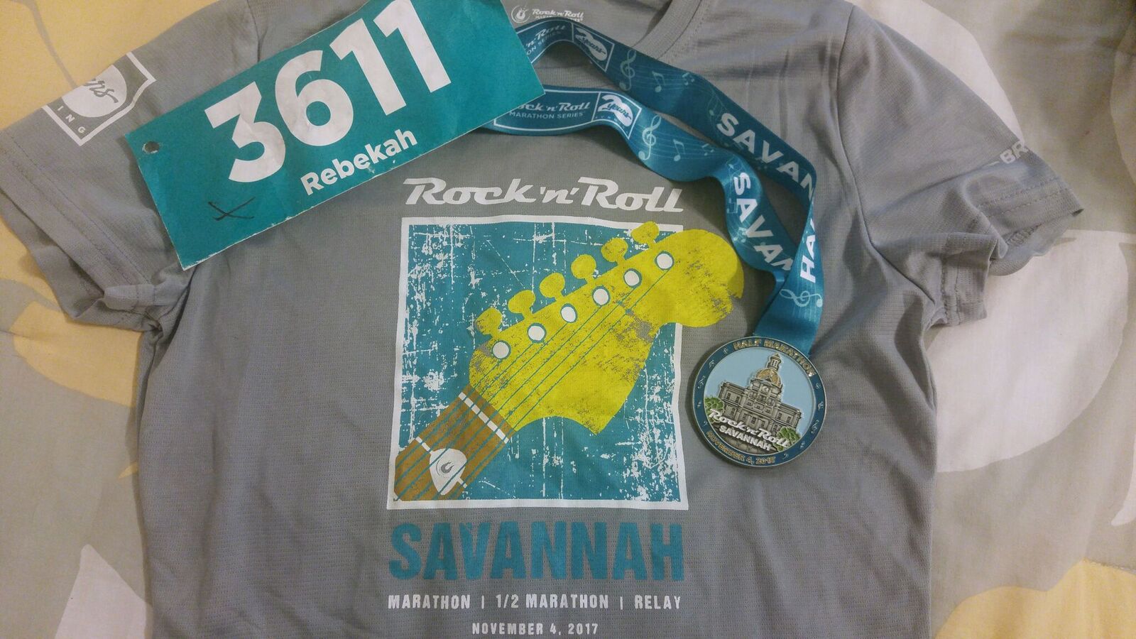 I was one of 15,000 runners in the 2017 Rock N Roll Savannah Half Marathon. New personal course record. Chest cold and heat be damned.