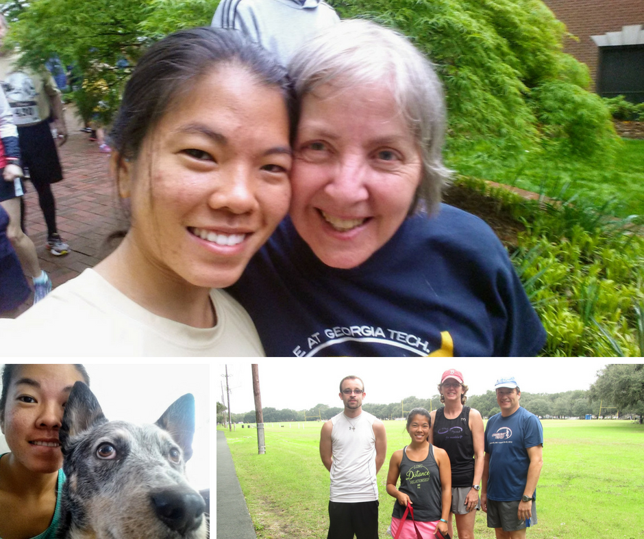 Global Running Day 2018: Photo of Rebekah and her mom, Rebekah with her dog, Rebekah with her extended family
